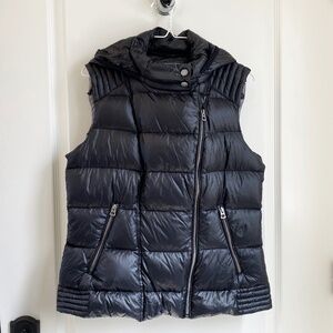 Lucky Brand Black Moto Puffer Vest w/ Removable Hood - Size M
